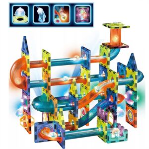 42 darabból álló varázslatos mágneses építő készlet - kreatív, fejlesztő játék golyópályával és világító labdákkal