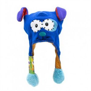 Mókás, kötött gyermek sapka mozgó fülekkel - kék