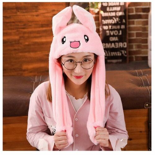 Aranyos, pihe-puha nyuszis sapka mozgatható fülekkel - rózsaszín