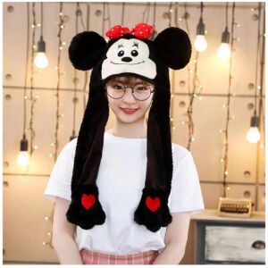 Miki maki sapka mozgó fülekkel - puha plüssből készült mókás gyermek sapka