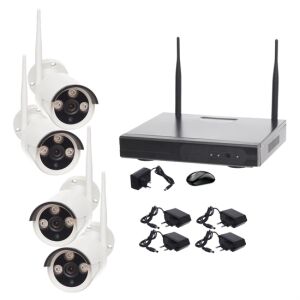 Sistem complet de securitate Wifi CH22-60 cu 4 camere exterioare cu rezoluție 4k, detector uman cu inteligență artificială și notificări prin e-mail 114871257 - Nonbrand Camere de supraveghere