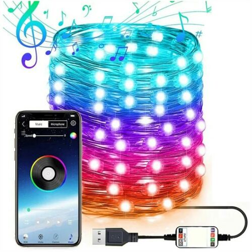 Zenére, tapsra változó színű, vízálló, RGB LED fényfüzér 114871491