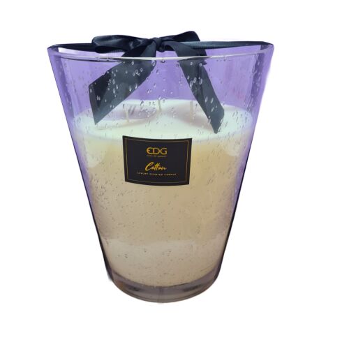 EDG Cotton illatgyertya átlátszó üvegtartóban fekete szalaggal, 110 órás égési idő