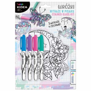 Színezhető ablakmatrica készlet 4 db filctollal, 3 minta/szett, lányos, Kidea 114895401 - Ablakmatrica