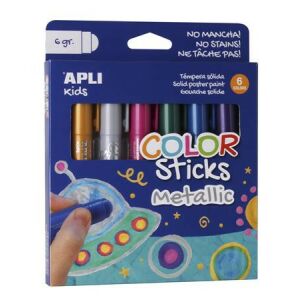 Tempera kréta készlet, APLI Kids "Color Sticks Metallic", 6 különböző metál szín 122876038 - Tempera