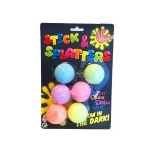 Sötétben világító ragadós, nyújtható labda, 6 db/csomag 146069627 - Stresszlabda