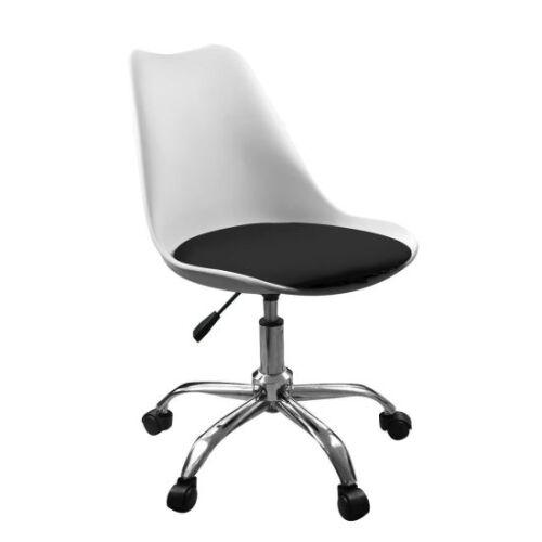 Irodai szék, forgó, fehér, fekete üléssel, 51x78/90 cm 114930209