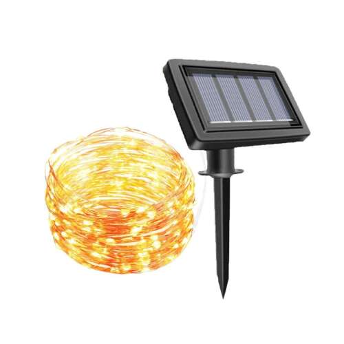 100 LED solárnych svetielok, 12m medených svetielok, teplá biela, vonkajšie, záhrada, terasa, balkón, dekoratívne