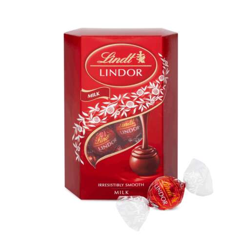 Lindt Lindor tejcsokoládé golyók, 200g-os dobozban, egyedi golyókkal