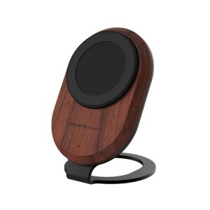 Incarcator Wireless Fast Charger Gelle, Incarcare Qi, QC 3.0, Incarcare rapida 18W pentru telefon, compatibil cu Apple iPhone, Android, Samsung, Huawei, Xiaomi, Metal Negru+Lemn de Nuc 115063797 - Încărcătoare wireless