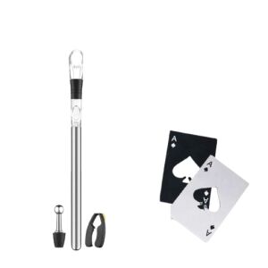 Decantor de vin si aerator pentru vin cu tija  inoxidabila pentru mentinera rece a vinului, acompaniat de accesorii pentru deschiderea sticlelor, chei pentru deschis sticle 114972496 - Decantoare și aeratoare de vin