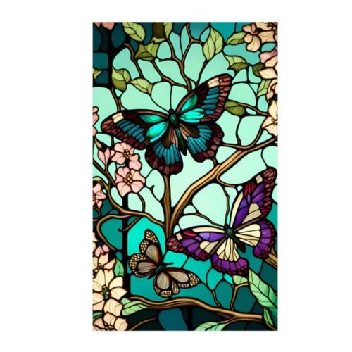 Dekoratív fólia, napvédelemmel és adatvédelemmel, Windowsra és Windowsra, Öntapadó ólomüveg hatású, zöld pillangós modell, 100 x 60 cm méret, Original Deals