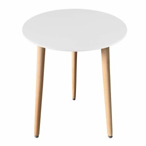 Skandináv stílusú asztal, Mercaton, Kami, kerek, MDF és fa, fehér, 60x74 cm