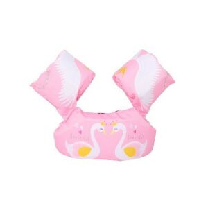 Vesta de salvare pentru copii cu aripioare de inot, KipHome, Roz, Model lebede 114974640 - Veste de înot