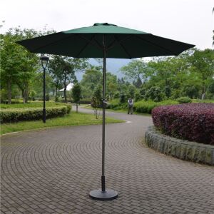 Parasol ogrodowy KeepHome, zielony, o średnicy 2,70 m, wysokości 2,80 m, 9 żebrami, korbą, średnicy rury 35 mm, z możliwością pochylenia - Osłona przeciwsłoneczna