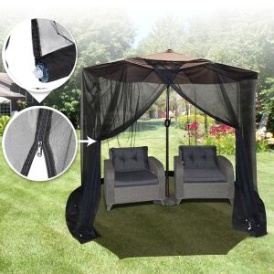 KeepHome Moskitonetz für Sonnenschirm, schwarz, 3m Durchmesser, 2,3m Höhe, Reißverschluss, Wassergefüllter Sockel - Flippy