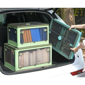 Сгъваема кутия за съхранение KeepHome с капак, 29L, зелена, пластмаса, 40.5x29x24.5 cm - Съхранение и сортиране