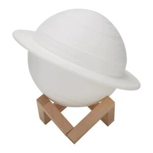 Nočné svetlo v tvare Saturn 3D Saturn Light, na batérie, súčasťou balenia plastový stojan, 15 cm, Flippy, teplá biela
