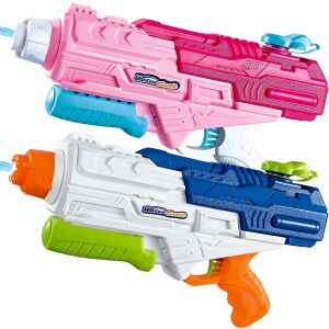 2er Set Wasserpistole für Kinder, Tank, für Pool/Strand, Flippy, ab 6 Jahren, Pink + Blau, 1200 ML 114974957 - Strandartikel