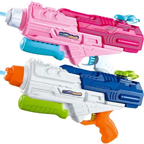 2er Set Wasserpistole für Kinder, Tank, für Pool/Strand, Flippy, ab 6 Jahren, Pink + Blau, 1200 ML 114974957