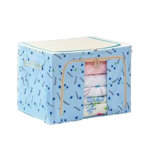 KeepHome Cutie de Depozitare Pliabilă cu Model de Cireșe, 24L, Țesătură Oxford, 40x30x20 cm, Fereastră Frontală, 2 Uși de Acces cu Fermoar Bidirecțional, Cadru Metalic, Suport Baza Stabil din Plastic - Depozitare și organizare