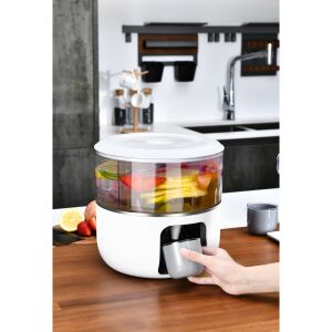 KeepHome 3L weißer Wasserdispenser mit 3 drehbaren Fächern, Hand gießt Wasser aus dem Dispenser - Getränkespender