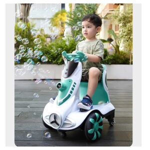 KeepHome Elektro-Fahrzeug für Kinder, mit Fernbedienung, 360 Grad drehbare Hinterräder, Sicherheitsgurt, Seifenblasenbläser, Lichter und Geräusche, Selbststeuerung und Fernbedienung, mit Gaspedalen - Flippy