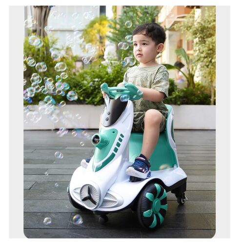 KeepHome Elektro-Fahrzeug für Kinder, mit Fernbedienung, 360 Grad drehbare Hinterräder, Sicherheitsgurt, Seifenblasenbläser, Lichter und Geräusche, Selbststeuerung und Fernbedienung, mit Gaspedalen