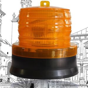 Lampa de avertizare cu intermitenta galbena cu energie solara KeepHome, 1,2 V, rezistenta la apa IP65, panou solar incorporat, 11,5 x 11,6 cm, galben - Lumini auto