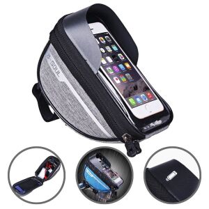 Водоустойчива чанта за кормило за велосипед KeepHome с държач за телефон, показваща държача за телефон, сенника и мястото за съхранение - Аксесоари за велосипеди