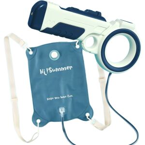 Flippy Wasserpistole für Kinder, Rucksacktank, 1500 ml, einstellbar, ABS/Silikon-Material, Sprühweite 8 Meter, Druckauslöser, 12,5 x 28 cm, blau 114975552 - Flippy