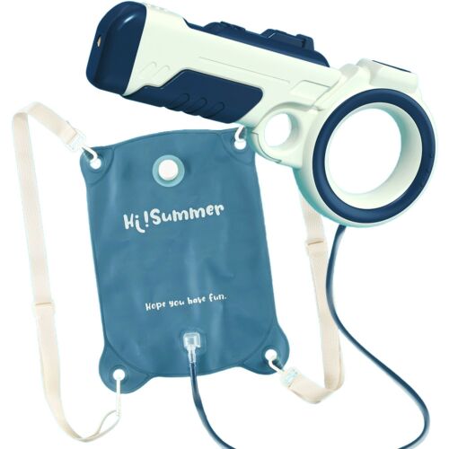 Pistol cu apa pentru copii KipHome, rezervor tip ghiozdan, 1500 ml, reglabil, material ABS/silicon, distanta improscare 8 metri, tragaci cu presiune, 12.5 x 28 cm, albastru 114975552