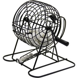 KeepHome fém bingójáték, 75 fehér golyó, hordozható, 21 x 21 cm, fekete