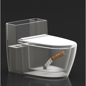 KeepHome Kreatív Popolník, Popolník v Tvare Toalety s Bielym Viečkom, ABS a Nerez, 12.5 x 10 x 8 cm, Lepenie alebo Samostatné Upevnenie, do Kúpeľne, Spálne, Kuchyne, Balkóna - Popolníky