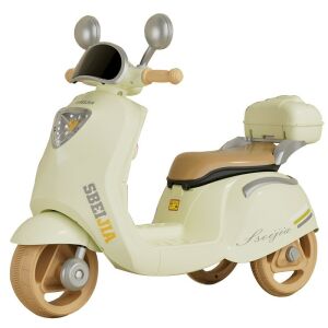 KeepHome elektromos motorkerékpár, akkumulátorral, távirányítóval, Bluetooth, felborulásgátló rendszerrel, fény- és hangrendszerrel, 3-10 év, bézs