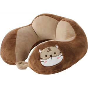 KeepHome Reise-Nackenkissen mit niedlichem Katzendesign, braun, Baumwollfüllung - Flippy