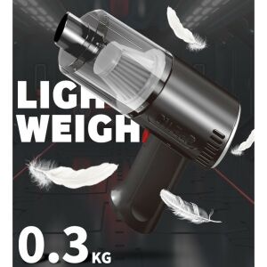 Hordozható vezeték nélküli porszívó, KeepHome, K7 típusú pisztoly, otthonra és autóra, USB töltés, autonómia 30 perc, 36 x 17 cm, fekete