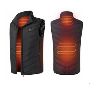 Fűtött intelligens mellény, KeepHome, unisex, 2 fűtési zóna, pamut töltet, 3 hőmérsékleti fokozat, USB töltés, fekete, 100 kg alatt, S méret