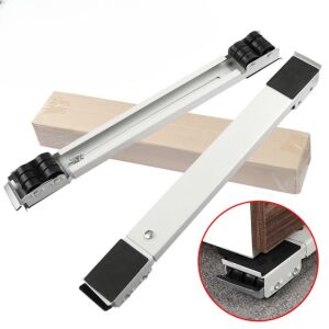 Állítható támasztókészlet kerekekkel a bútorok mozgatásához, KeepHome, állítható méret, maximális súly 330 kg, csúszásgátló csíkok, fékkel, fekete fehér