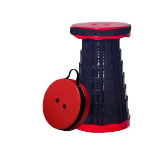 KeepHome teleszkópos összecsukható kemping és horgász szék, piros és fekete, 25 cm átmérő, 45 cm magasság, 150 kg-ig terhelhető - Kerti fotel & Szék