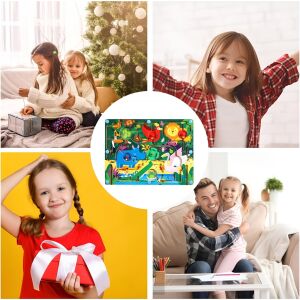 Montessori színválogató játék, KeepHome, mágneses ceruza, illusztrált labirintus típus, fa, vadon élő állatok modell, 39x29x1,5 cm