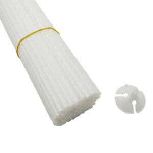 Bețe pentru baloane KeepHome cu rozete, pachet de 100, 40 cm, transparente, reutilizabile, pentru petreceri, nunți, zile de naștere, decorațiuni - Baloane