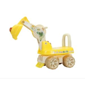 Excavator Galben pentru Copii, KeepHome, 1-3 Ani, Capacitate de Greutate 30 kg, Muzică și Lumini, Rotație 360 de Grade, 4 Roți - Mașină de lucru pentru copii