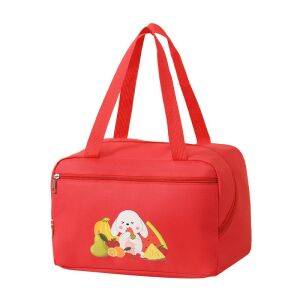 KeepHome hőszigetelt ebédtáska nyuszi mintával, piros, 30x21x20 cm - Uzsonnás táska