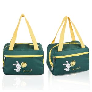 KeepHome zöld szigetelt uzsonnás táska, elölről és szögben - Uzsonnás táska