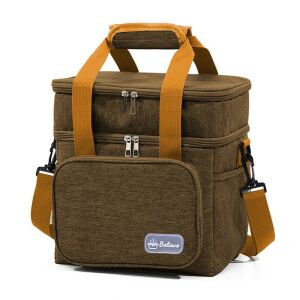 KeepHome hőszigetelt ebédtáska két rekesszel, barna - Uzsonnás táska