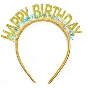 Bentiță de cap Happy Birthday aurie, KeepHome, Decoratiune pentru petrecere - Accesorii pentru petrecere