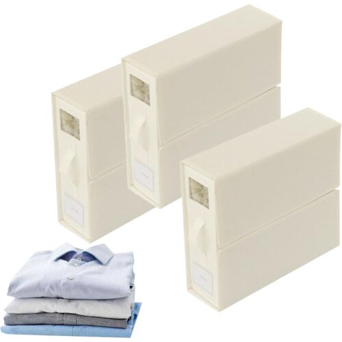 KipHome elefántcsontszínű összecsukható tárolódoboz ágyneműhöz, betekintő ablakkal és összehajtott ingekkel