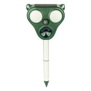 KeepHome napelemes ultrahangos állatriasztó LED lámpákkal, riasztja a macskákat, kutyákat, nyulakat, rágcsálókat, kígyókat, madarakat és rovarokat, mozgásérzékelő, 13 x 14.7 x 24.5 cm - Vadriasztó