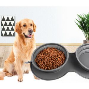 Dupla Pet Bowl KeepHome szilikon összecsukható magasságú állítható csúszásmentes 42 x 21 x 5 cm szürke